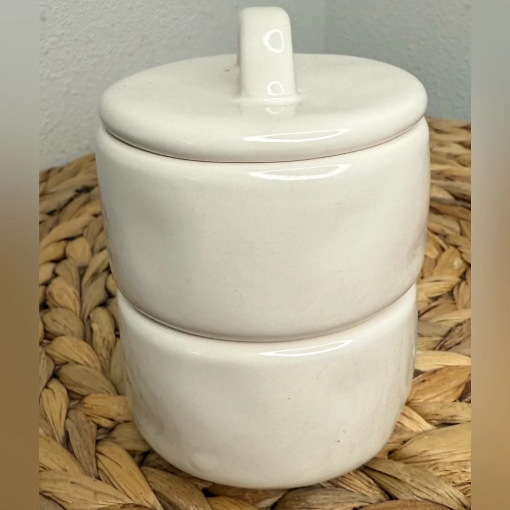 Rae Dunn Cellar Magenta Ceramic Salt and Pepper Set Cream Rustic Farmhouse